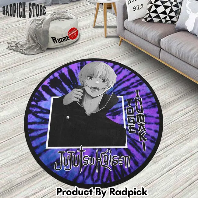 Toge inumaki round rug custom tie dye style jujutsu kaisen anime circle carpet  rp0001578